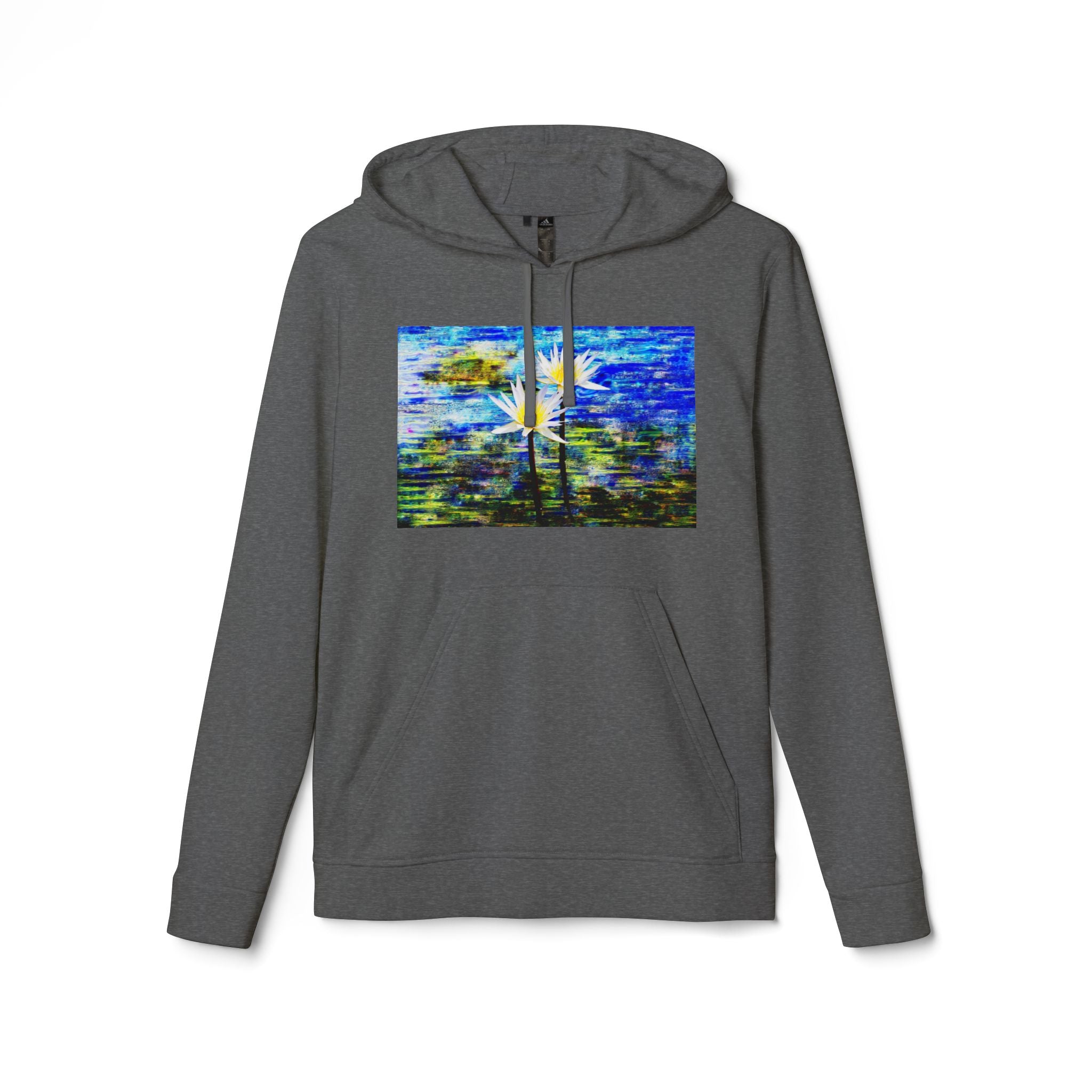 Abstract Blue Daisy Hoodie — Artistic Floral Graphic Sweatshirt