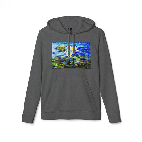 Abstract Blue Daisy Hoodie — Artistic Floral Graphic Sweatshirt