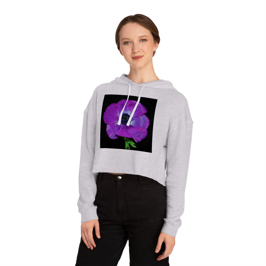 Cropped Hoodie — Purple Anemone Floral Graphic