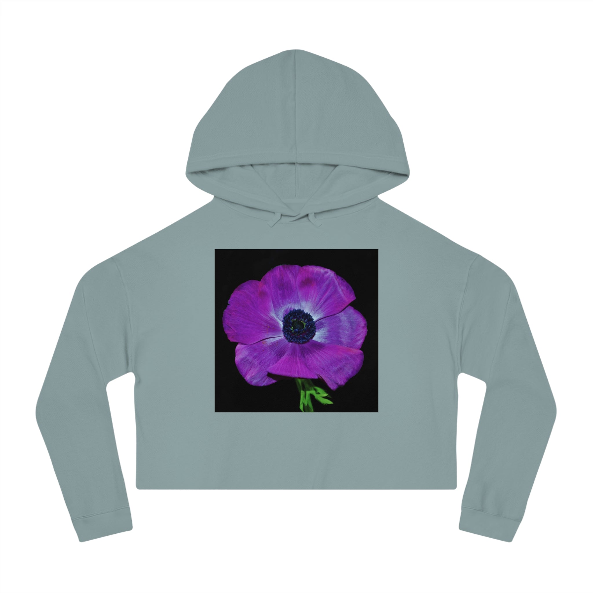 Cropped Hoodie — Purple Anemone Floral Graphic