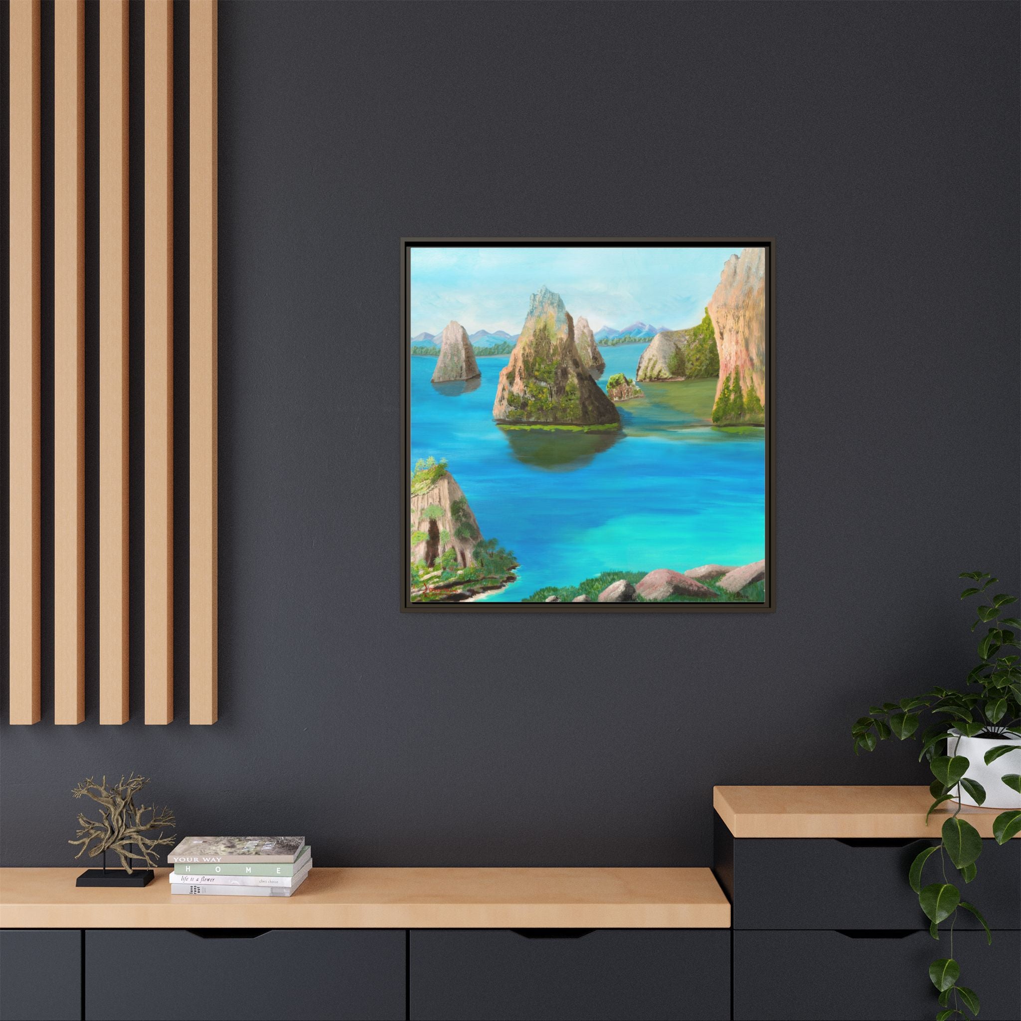 Copy of Tropical Seascape Matte Canvas Print — Framed Island Landscape Wall Art