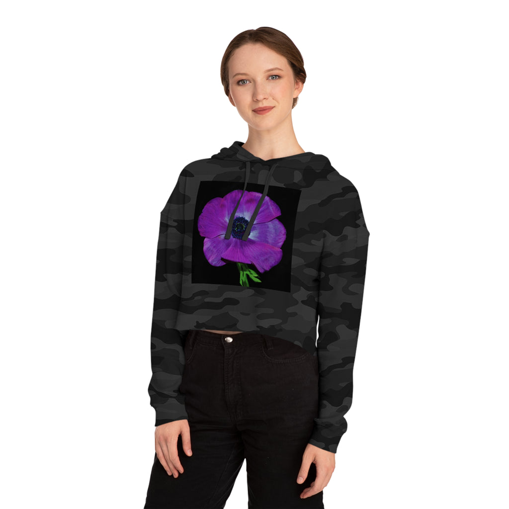 Cropped Hoodie — Purple Anemone Floral Graphic