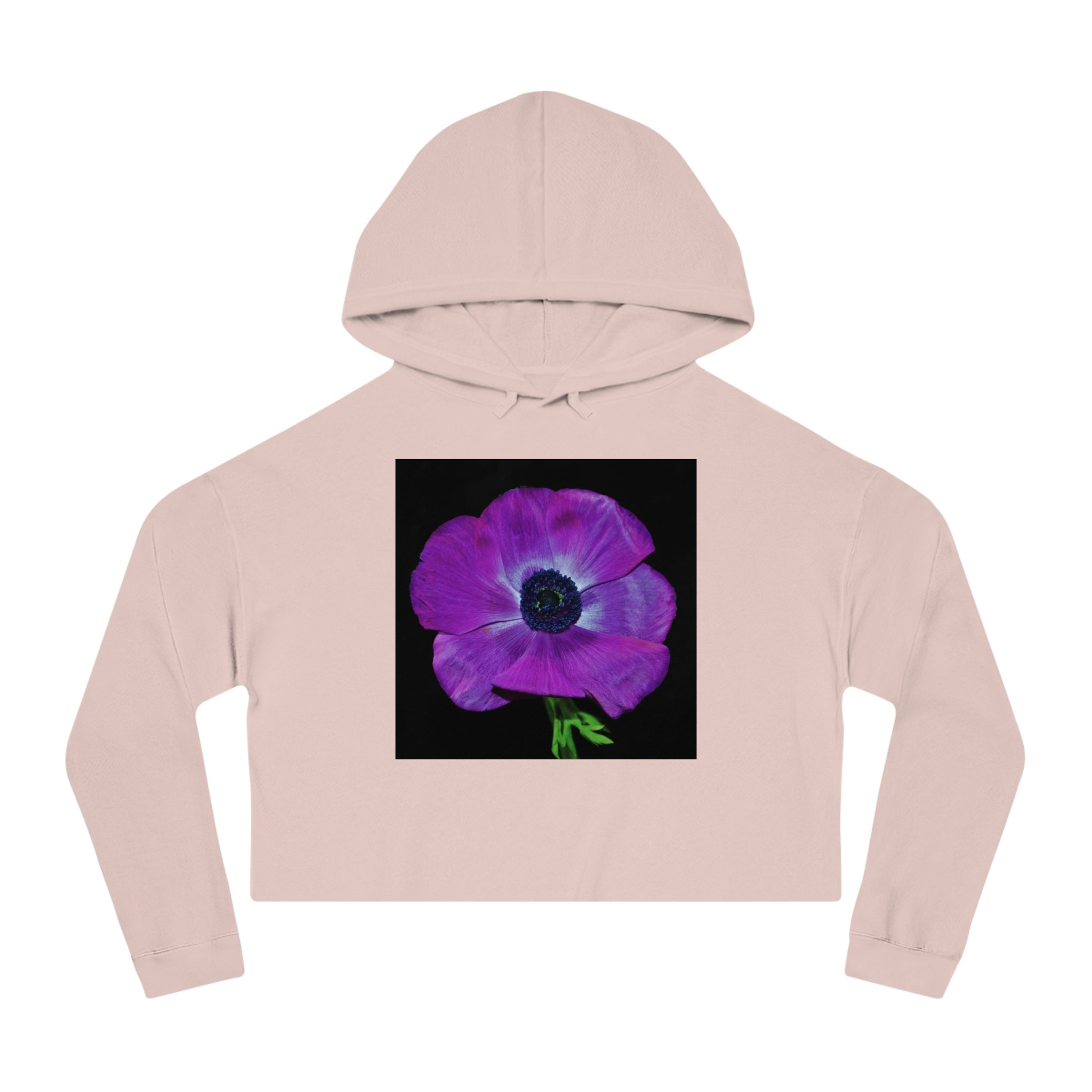 Cropped Hoodie — Purple Anemone Floral Graphic