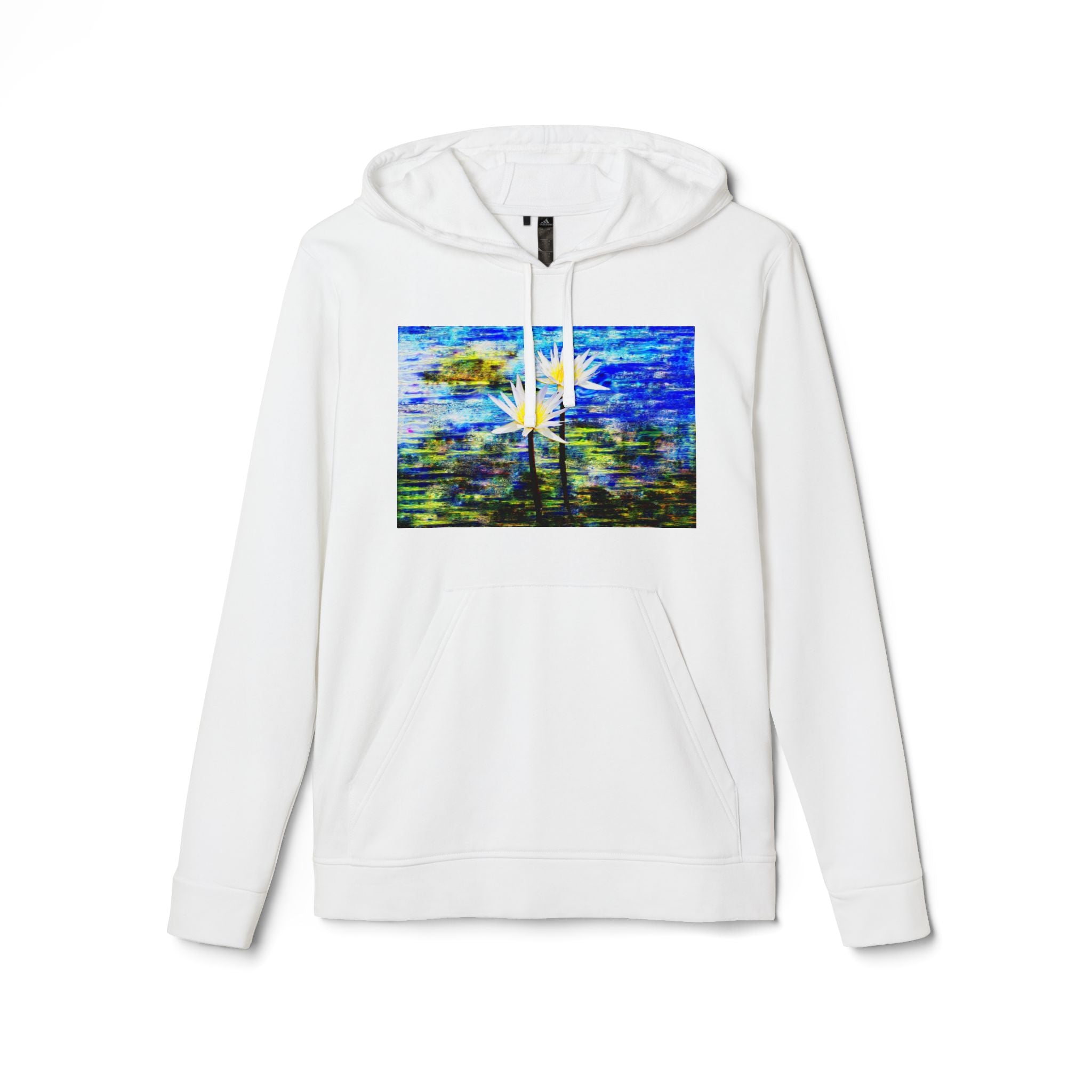 Abstract Blue Daisy Hoodie — Artistic Floral Graphic Sweatshirt
