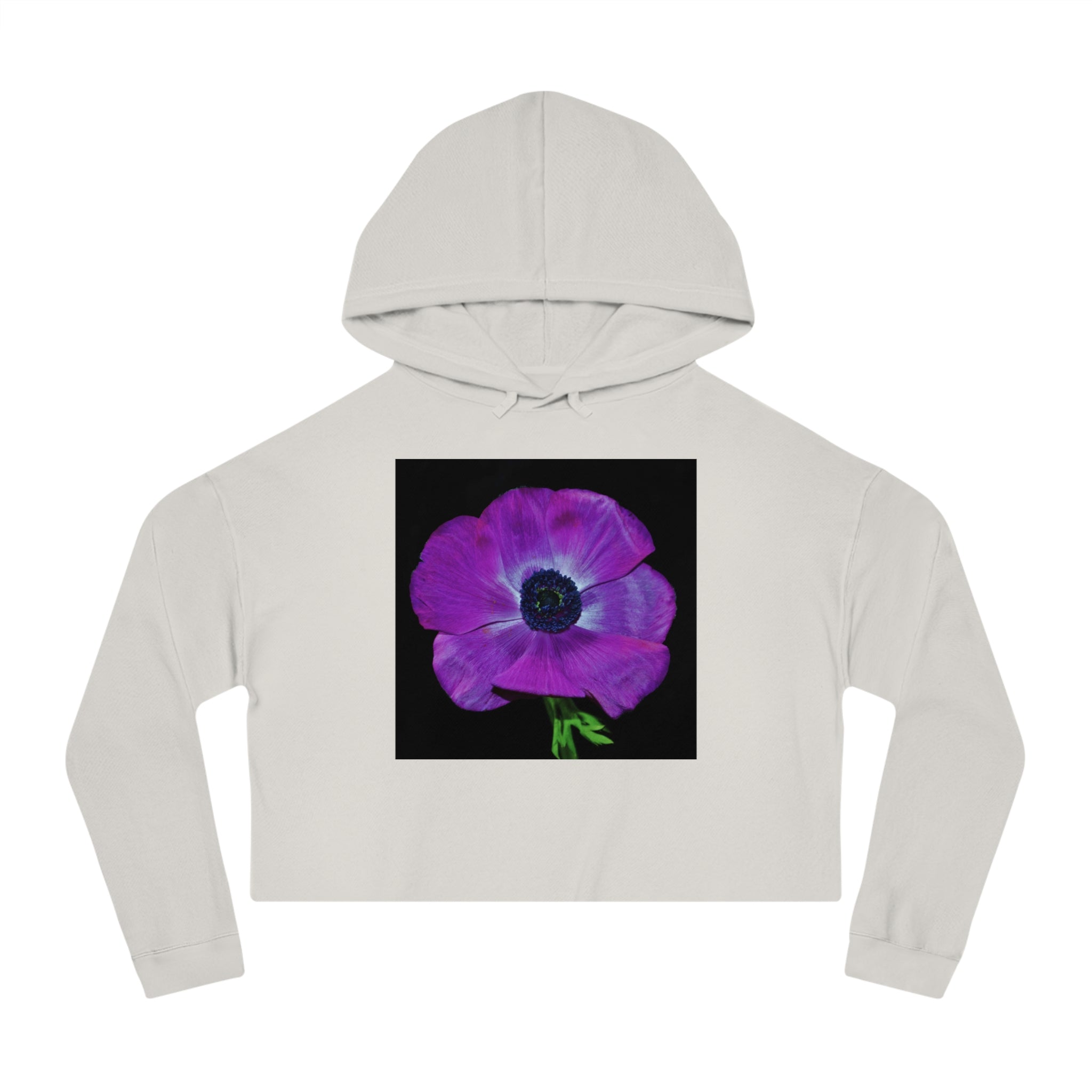 Cropped Hoodie — Purple Anemone Floral Graphic