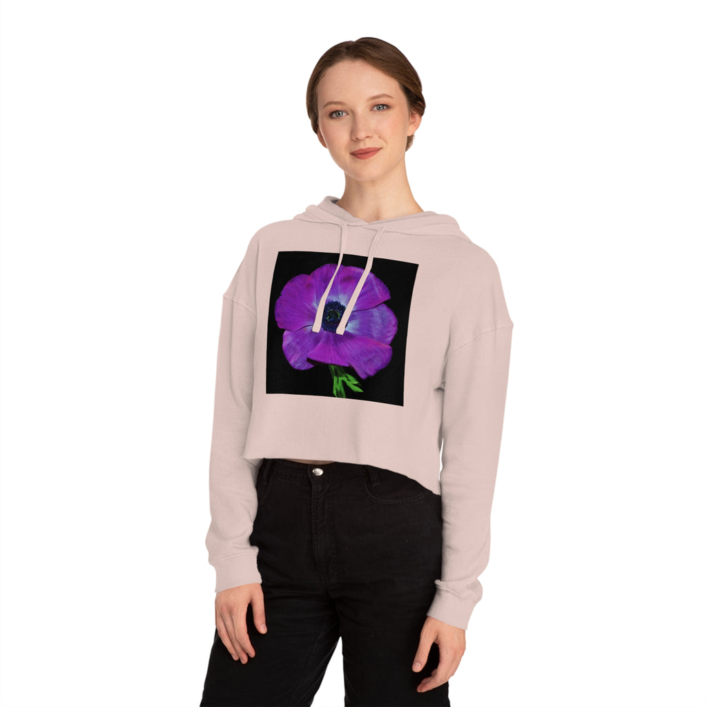 Cropped Hoodie — Purple Anemone Floral Graphic