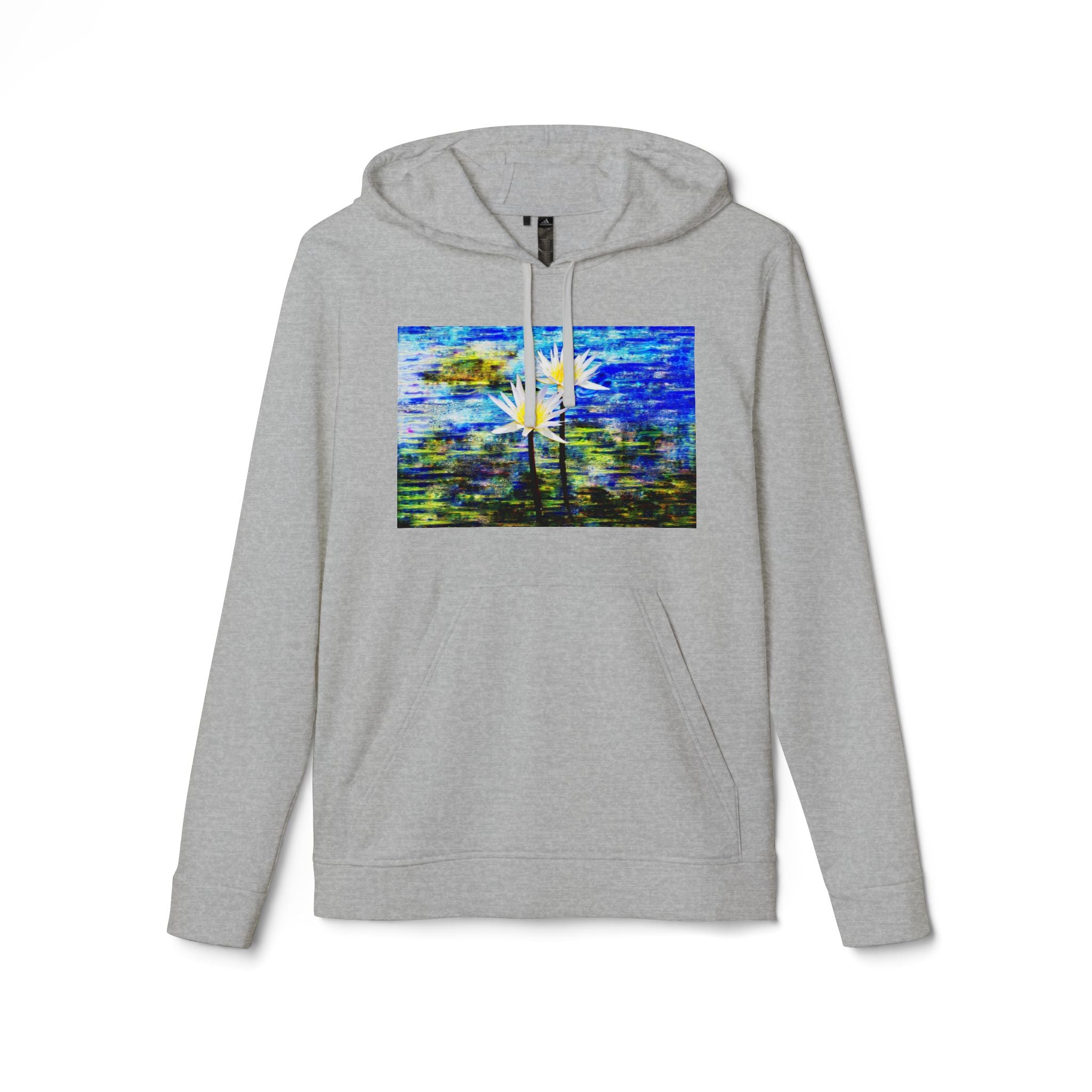 Abstract Blue Daisy Hoodie — Artistic Floral Graphic Sweatshirt