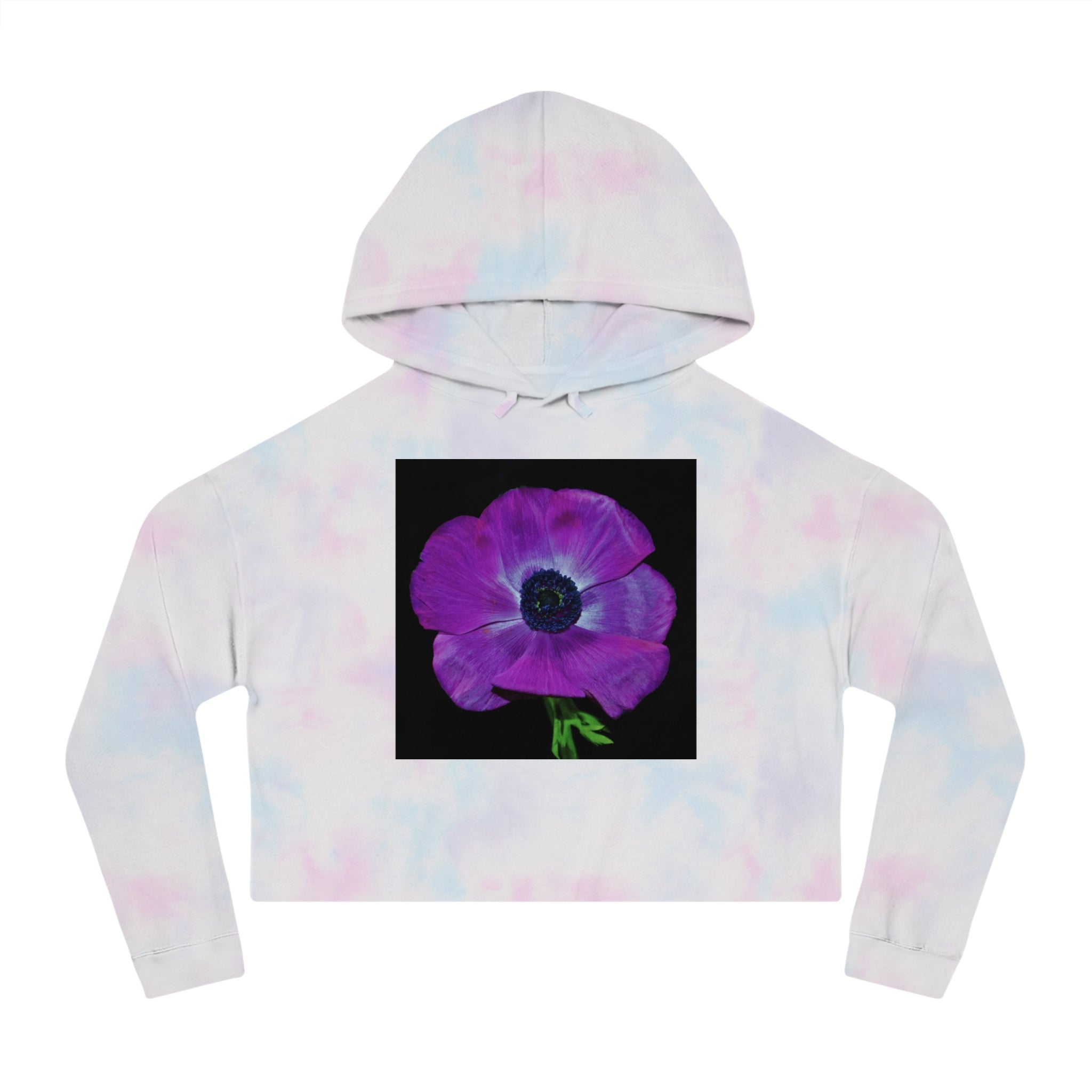 Cropped Hoodie — Purple Anemone Floral Graphic