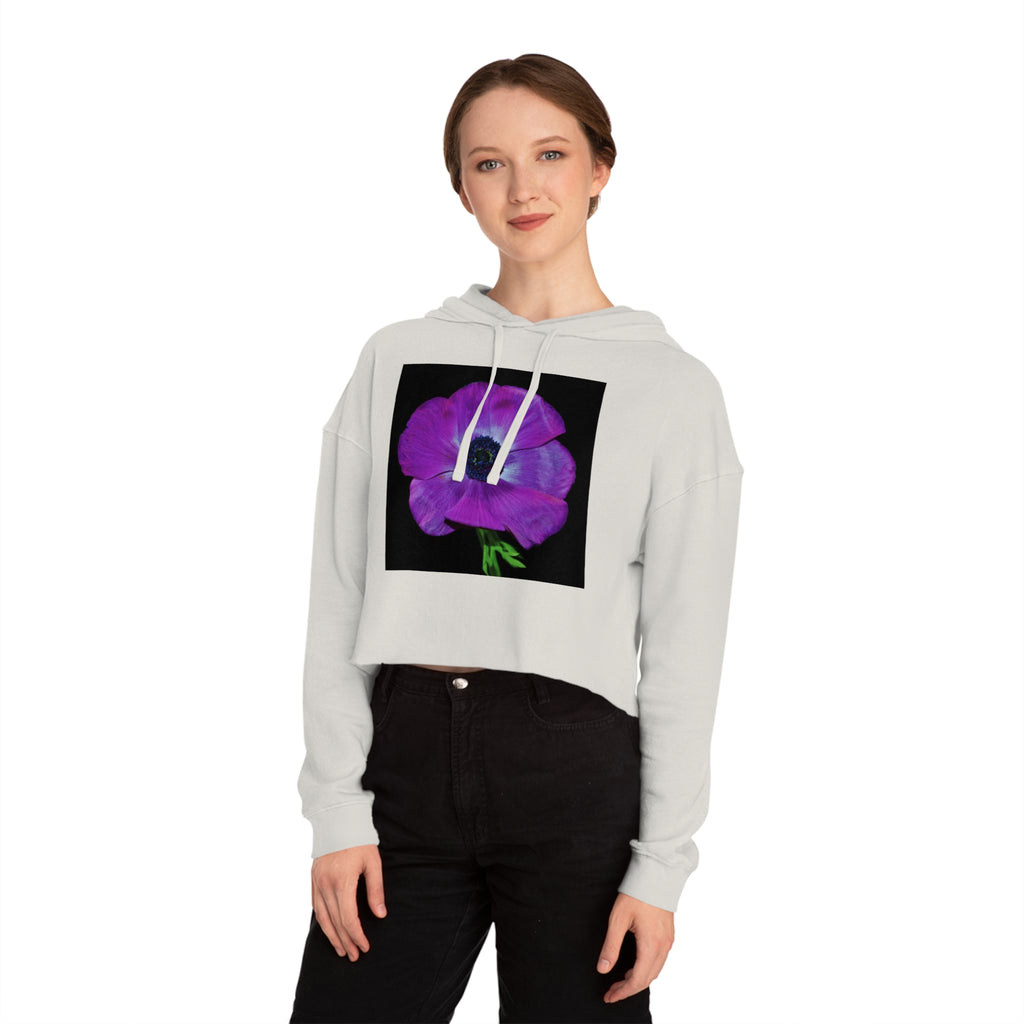 Cropped Hoodie — Purple Anemone Floral Graphic