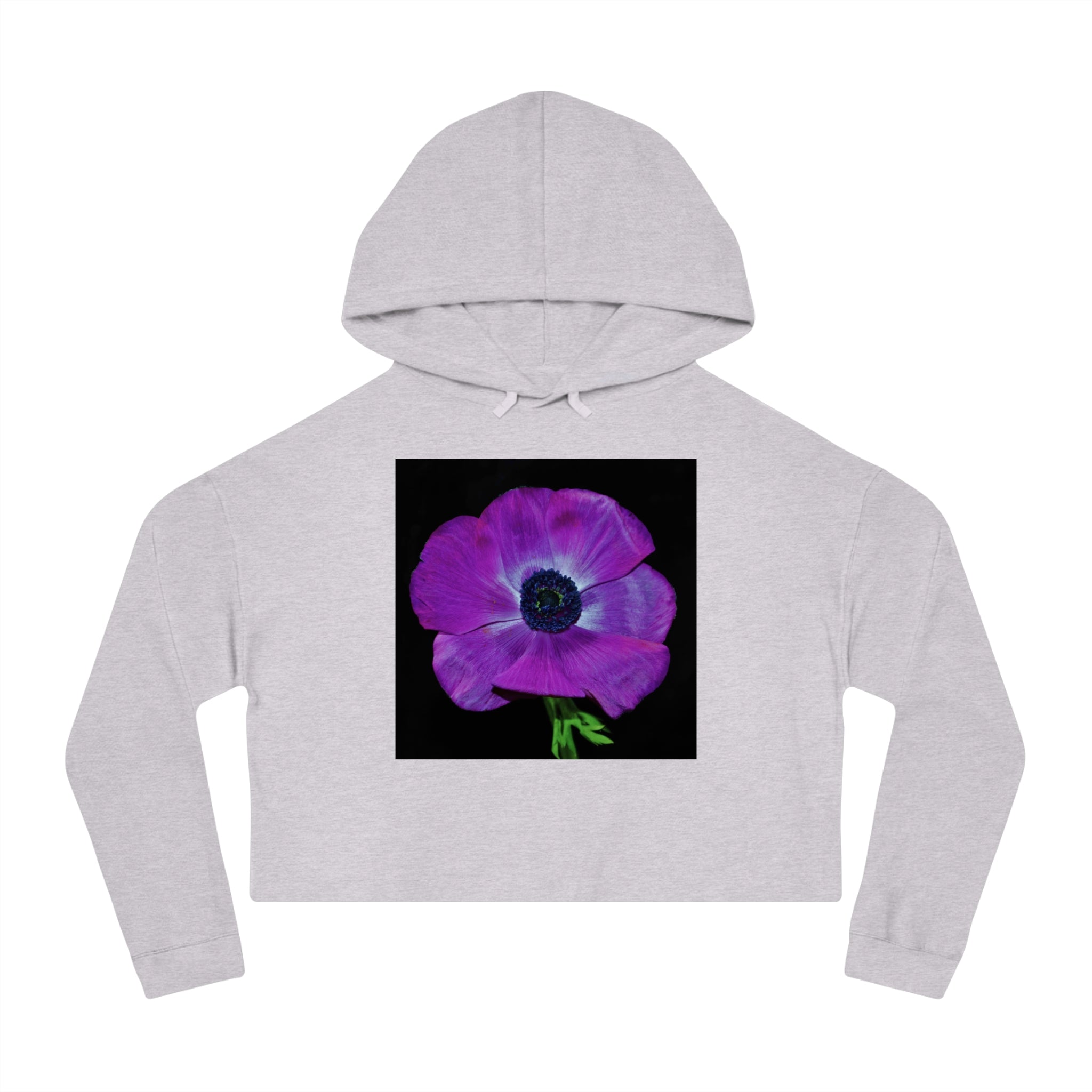 Cropped Hoodie — Purple Anemone Floral Graphic
