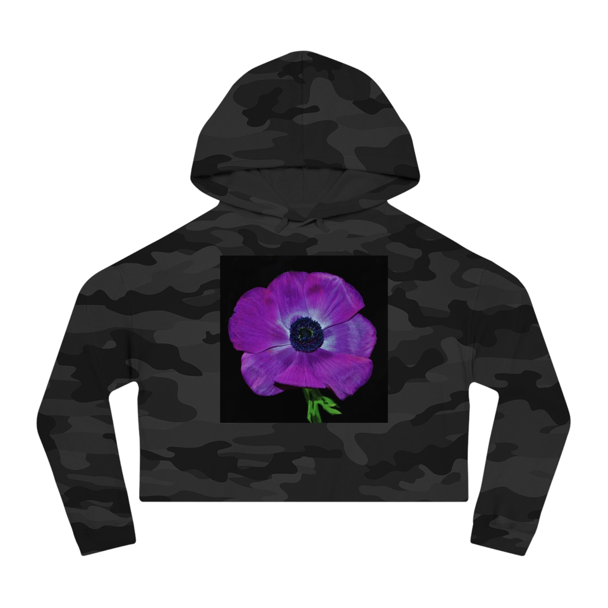 Cropped Hoodie — Purple Anemone Floral Graphic