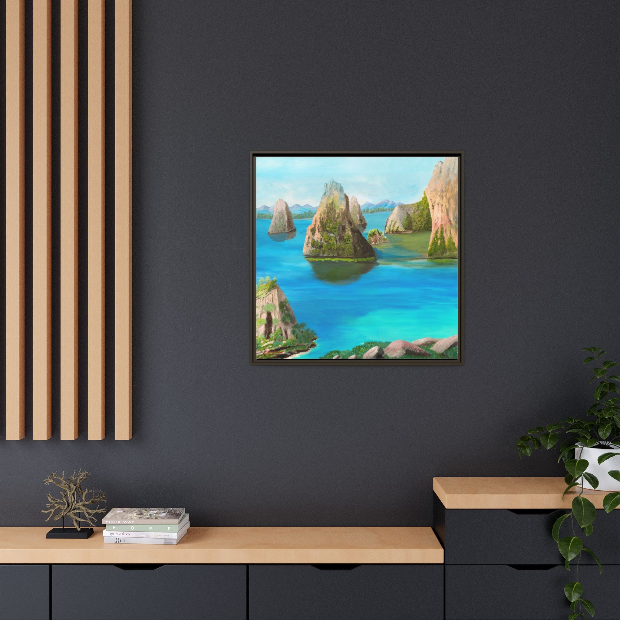 Copy of Tropical Seascape Matte Canvas Print — Framed Island Landscape Wall Art