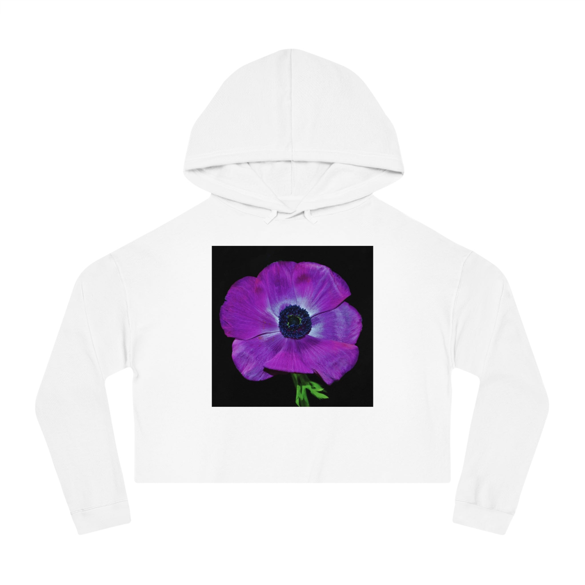 Cropped Hoodie — Purple Anemone Floral Graphic