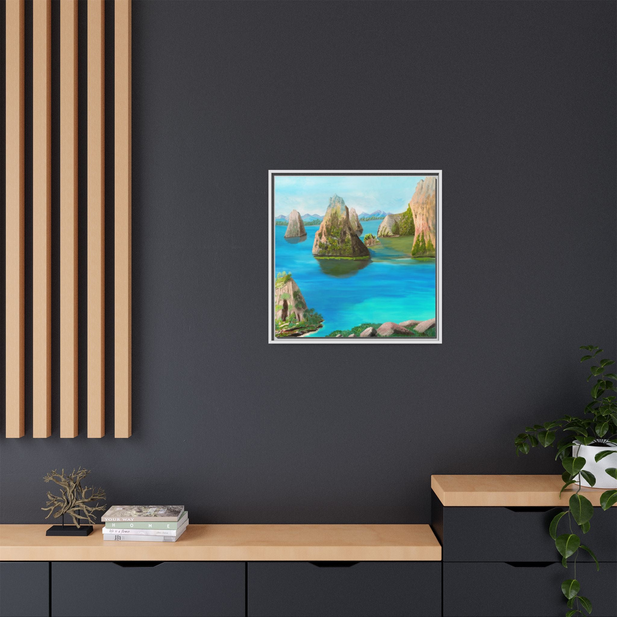 Copy of Tropical Seascape Matte Canvas Print — Framed Island Landscape Wall Art