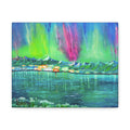 Aurora Lake Stretched Canvas - Vibrant Northern Lights Landscape Wall Art