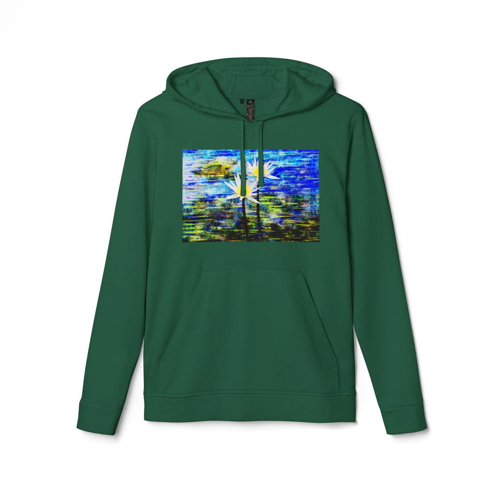 Abstract Blue Daisy Hoodie — Artistic Floral Graphic Sweatshirt