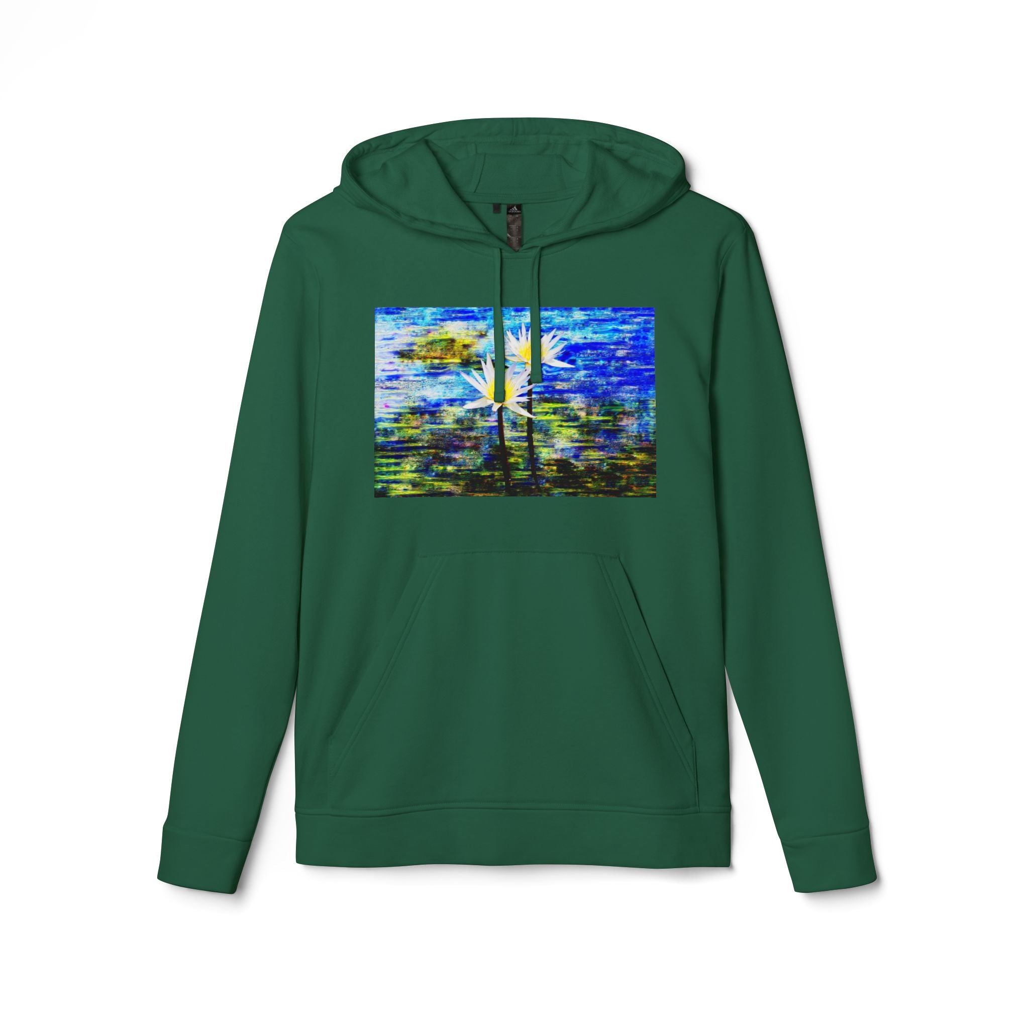 Abstract Blue Daisy Hoodie — Artistic Floral Graphic Sweatshirt